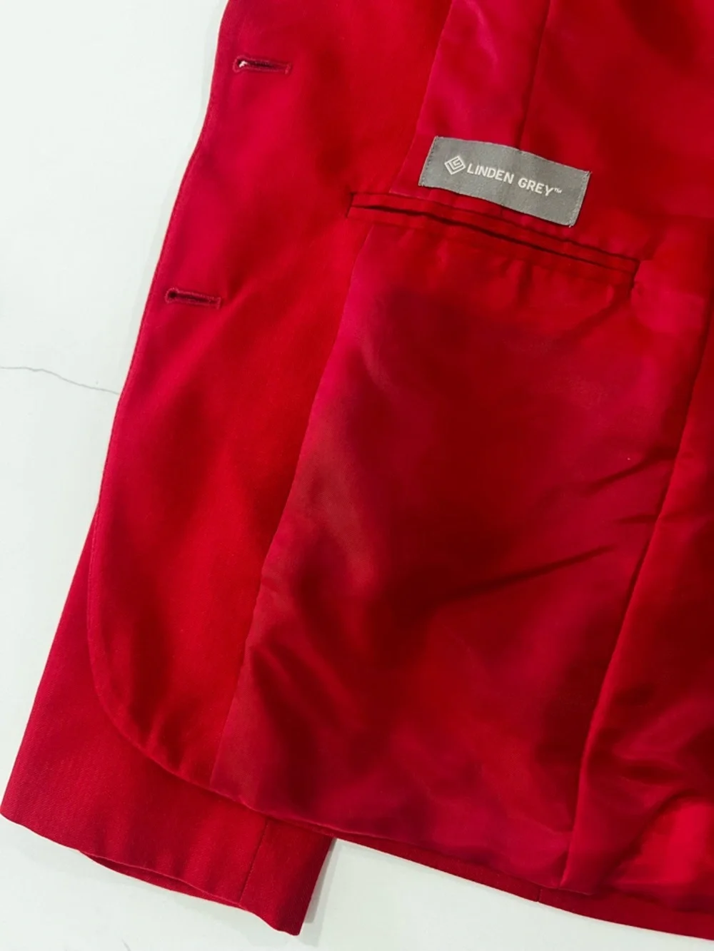 Linden Grey Tomato Red Tailored Blazer Women M Structured Chic - Picture 7 of 16